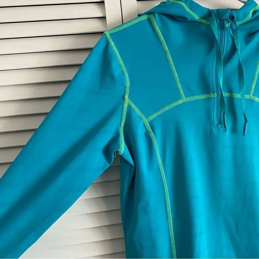 Kirkland Women's Size M Hooded Pullover Top Hiking Active Teal Blue Zip Pockets - Picture 8 of 16